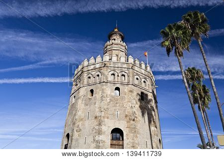 The Torre del Oro (Tower of the Gold) is a dodecagonal military watchtower in Seville Spain.