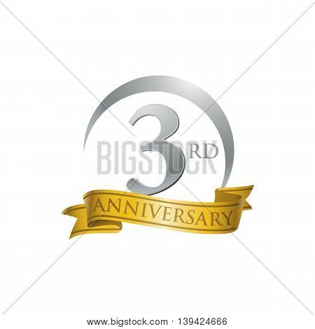 3rd anniversary gold logo template. Creative design. Business success