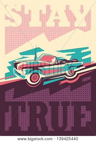 Conceptual retro style poster. Vector illustration.