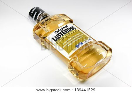 CHIANGMAI THAILAND -JULY 22 2016: Product shot of Listerine Original Antiseptic Mouthwash. In thailand sale and made from Johnson & Johnson Thailand.