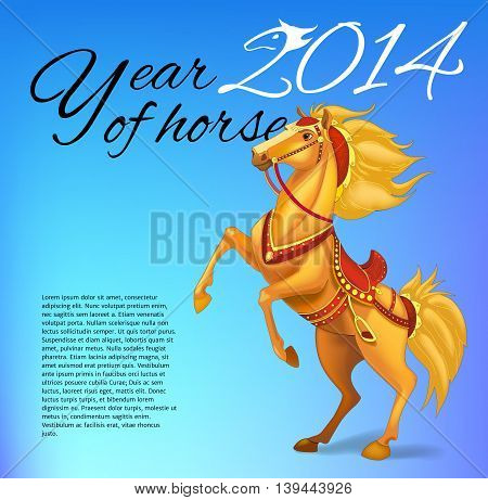 Happy New Year Card for 2014 year of Horse. Vector illustration.
