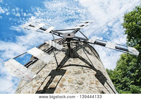 Old tower windmill in Holic Slovak republic. Architectural theme. Cultural heritage. Beautiful object. Travel destination.