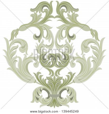 Vector damask ornament. Exquisite Baroque template. Classical luxury fashioned damask ornament Royal Victorian texture for textile wrapping. Lint green color ornament