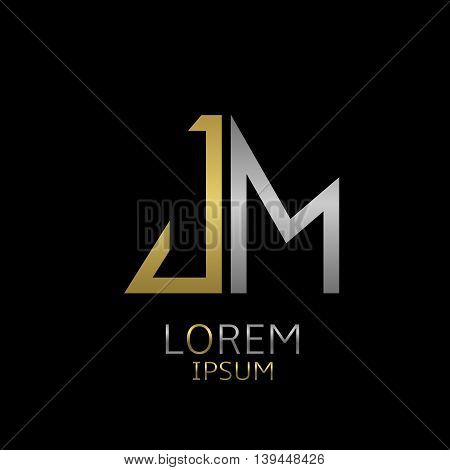 Golden J and silver M letters logo template for your business company