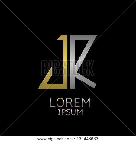 Golden J and silver R letters logo template for your business company