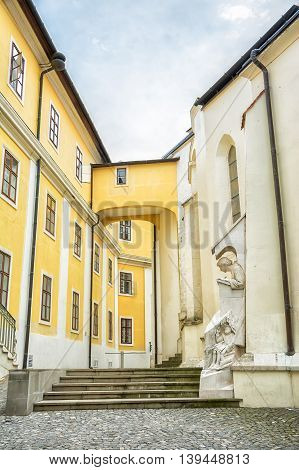 Pannonhalma Abbey Hungary. Benedictine abbey in Western Transdanubia region UNESCO World Heritage Site.