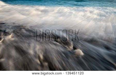 Sea waves water long exposure creating a nice soft milky water background