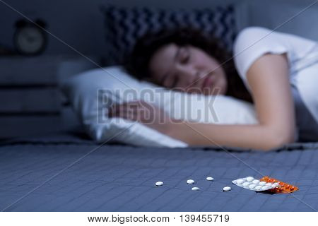 Sleeping Pills On Bed