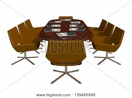 3D Illustration office furniture iolated on white background