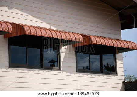 close up Rainproof awning of slide window