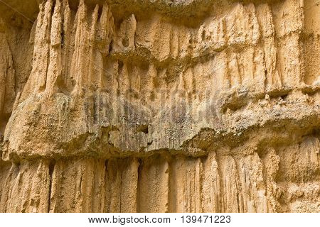 Closeup texture of canyon, rock sculptured by water, wind for million years at Pha Chor Canyon, Chiang Mai, Thailand