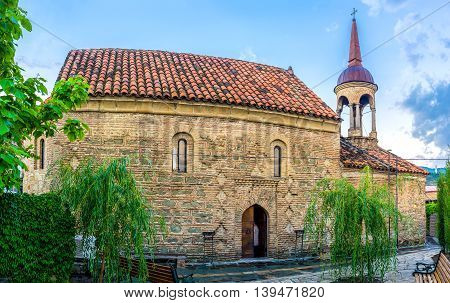 The church of Transfiguration of Christ is the court church of Sachino Palace it's surrounded by tiny garden Tbilisi Georgia.