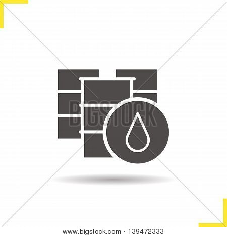 Oil barrel icon. Drop shadow silhouette symbol. Oil drum vector isolated illustration