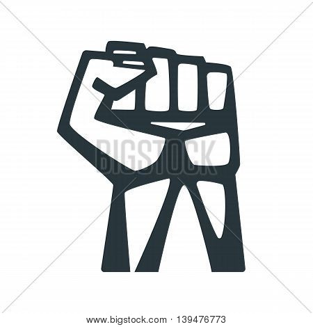 A Clenched Fist Held High In Protest. Concepts for t-shirt and printed materials. Vector illustration.
