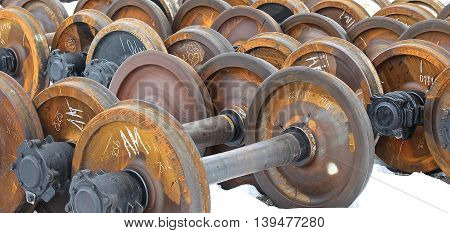 Railcar wheels on the axles of the wheelset as the element