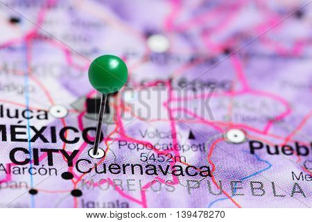 Cuernavaca pinned on a map of Mexico