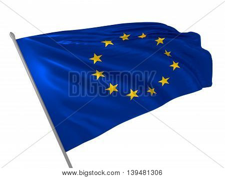 3d illustration of EU flag waving in the wind