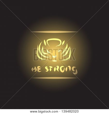 Motivation poster with text be strong and animal head in frame