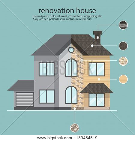 Concept Renovation Illustrations.house Remodeling,flat Design House With Paint Roller.vector