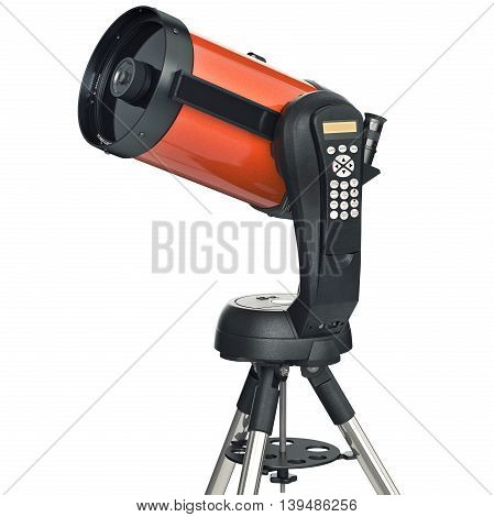 Telescope optical device for professional astronomy. 3D graphic