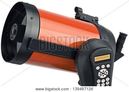 Telescope optical professional instrument for astronomy, close view. 3D graphic
