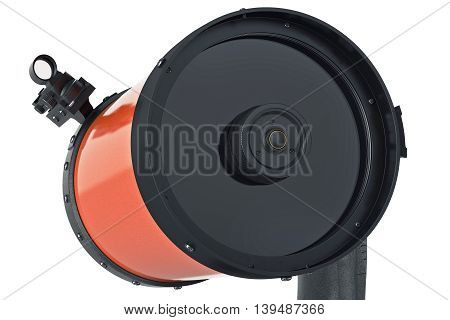 Telescope catadioptric with large glass lens, close view. 3D graphic