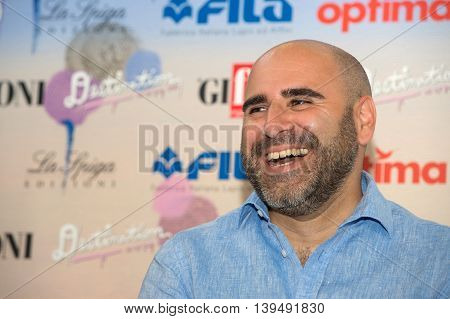 Giffoni Valle Piana SA ITALY - July 16 2016: Actor Francesco Ghiaccio poses at master class during the 46th Giffoni Film Festival.