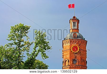 Top view of old fire tower with clock (1911), Vinnytsia, Ukraine