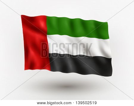 Illustration of waving flag of United Arab Emirates isolated flag icon EPS 10 contains transparency.