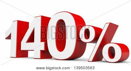 Discount 140 percent on white background. 3D illustration.