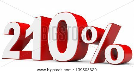 Discount 210 percent on white background. 3D illustration.