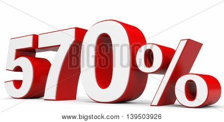 Discount 570 percent on white background. 3D illustration.