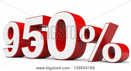 Discount 950 percent off on white background. 3D illustration.