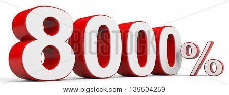 Discount 8000 percent on white background. 3D illustration.