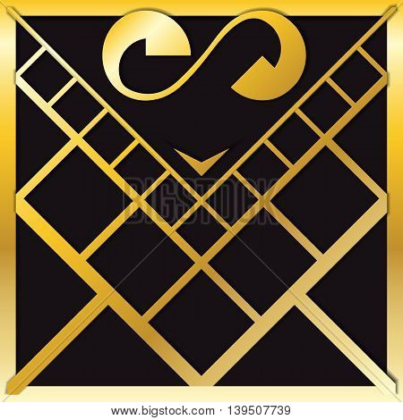 Gold heart with square grid pattern for wedding or valentine's day