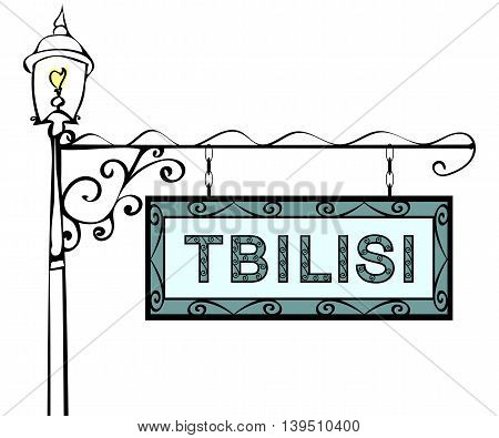Tbilisi retro pointer lamppost. Tbilisi Capital Georgia tourism travel.