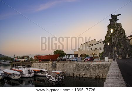 virpazar little town and port on Skadarsko Lake in Montenegro