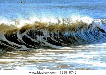 A wave forms into a nice curl off the coast of Long Island