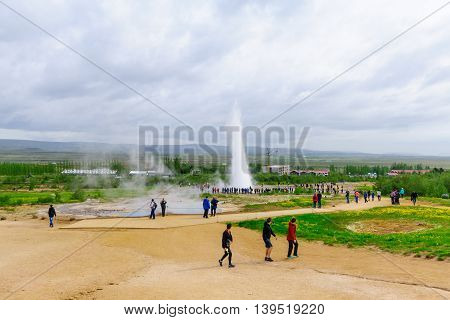 Eruption Of The Strokkur Geyser