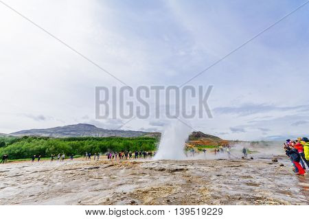Eruption Of The Strokkur Geyser