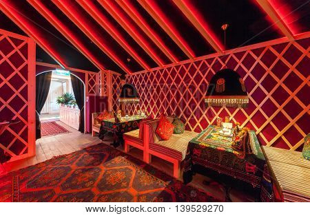 MOSCOW - AUGUST 2014: The Interior oriental restaurant 