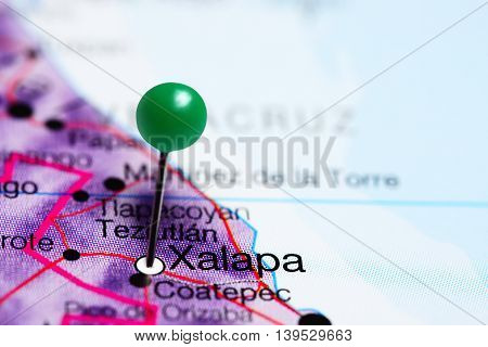 Xalapa pinned on a map of Mexico