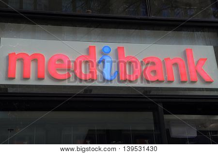MELBOURNE AUSTRALIA - JULY 16, 2016: Medibank health insurance. Medibank is Australia's largest health insurance provider with 3.6 million members, 30% of the market.