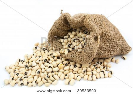 Black Eyed Peas Beans  In Canvas Sack
