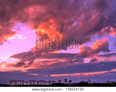 Sunset in Thornhill Ontario 14 July 2016 Canada