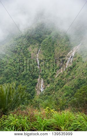 Pre To Lo Su or Pi Tu Kro waterfall (Heart-shaped waterfall) Umphang Tak ,Thailand. View from Ma Muang Sam Muen mountain.