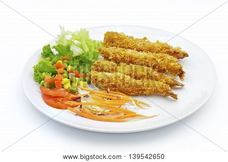 Prawn fry bread on the white background