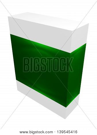 Green paper box for IT equipment, soft, product, delievery on white background isolated