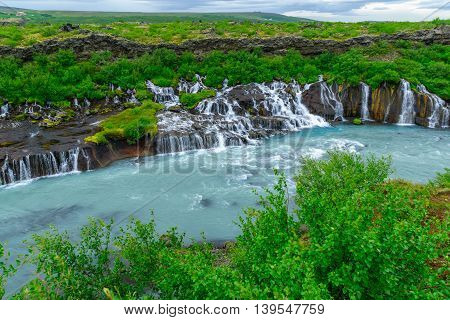 The Hraunfossar Waterfall
