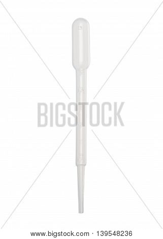 Plastic laboratory pipette isolated on white background